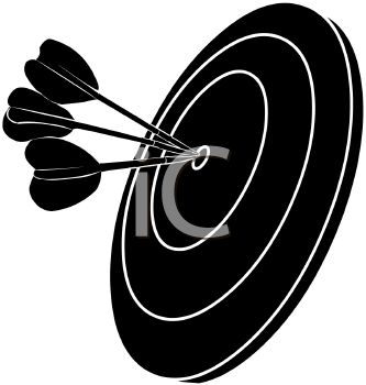 333x350 Picture Of A Silhoutte Of A Dart Board With Darts In A Vector Clip
