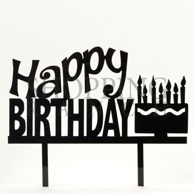 640x640 Black Happy Birthday Acrylic Cake Topper Celebration Decoration