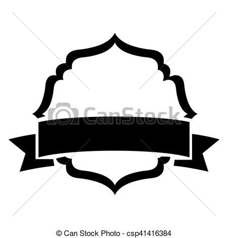450x470 Black Silhouette Heraldic Decorative Frame With Label Vector