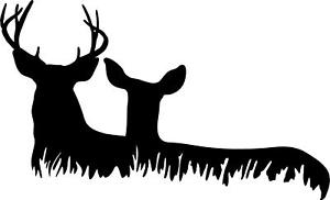 300x182 Deer Doe Silhouette Deer Hunting Tumbler Wall Decal Many Colors