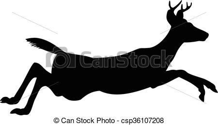 450x258 Deer Jumping. Deer, Black Silhouette, White Background Vector