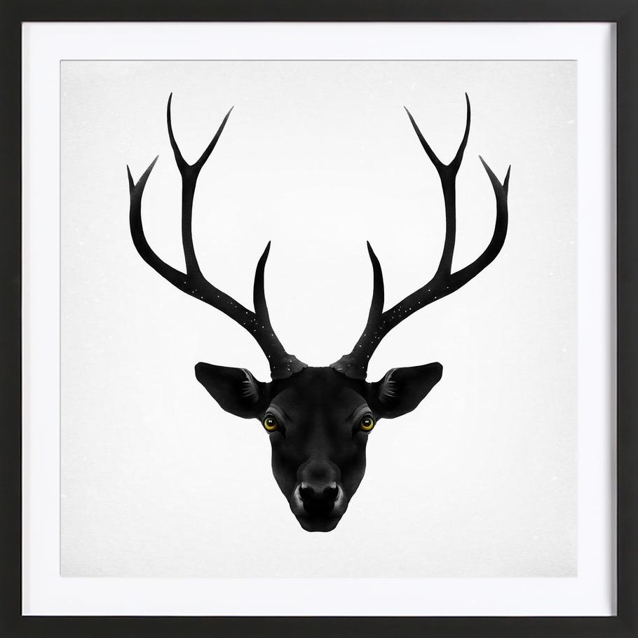 910x910 The Black Deer As Canvas Print By Ruben Ireland Juniqe