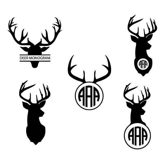 570x550 Deer Svg Deer Monogram Clipart Deer Head Silhouette