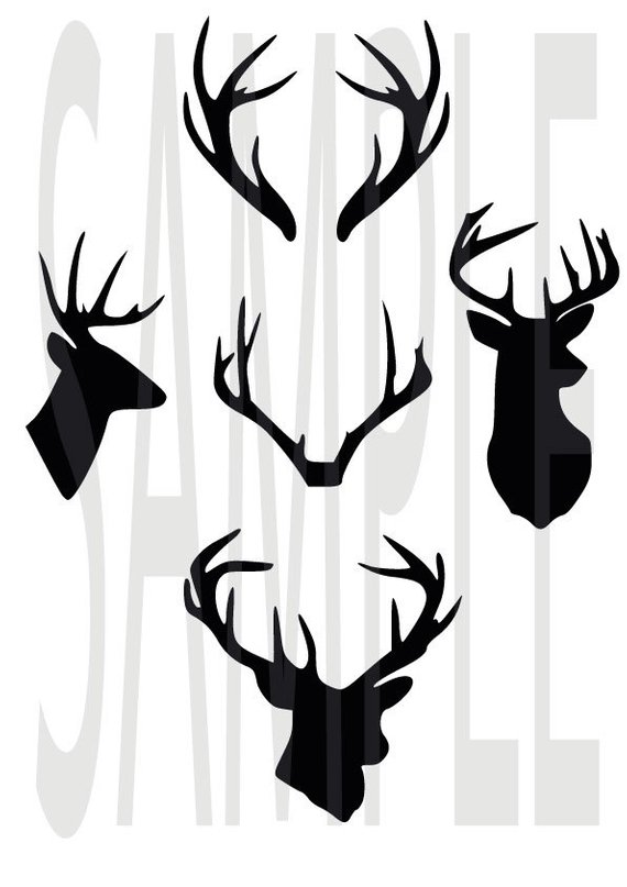 570x807 Deer Antler Monogram Clipart, Deer Head Silhouette Vector Files