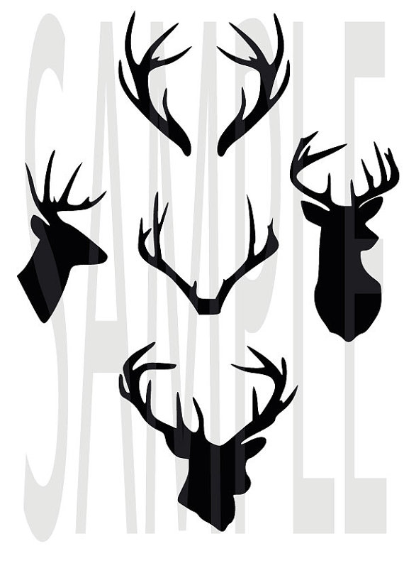 570x807 Deer Antler Monogram Clipart Deer Head Silhouette Vector