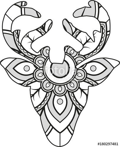 407x500 Vector Illustration Of A Mandala Deer Silhouette Stock Image