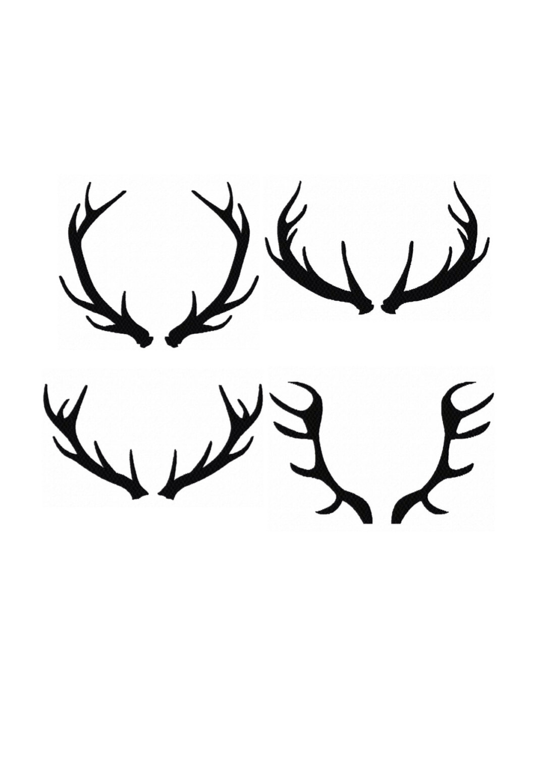 1060x1500 Set 4 Silhouette Buck Antlers Instant Download Pattern Fill