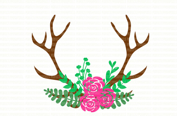 570x376 Antler Floral Swag Svg Silhouette Cameo Cricut Design Space Cut