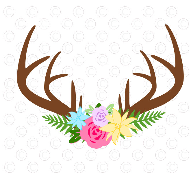 661x621 Floral Antler Svg Cut File Antler Flower Svg Cut File