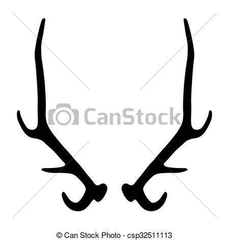 450x470 Black Silhouette Of Deer Antlers Vector Clip Art