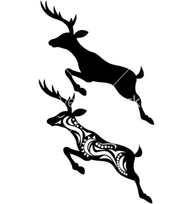 380x400 Deer Jumping Silhouette Vector Art