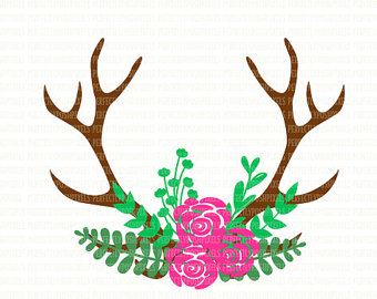 340x270 Floral Antlers Svg Etsy