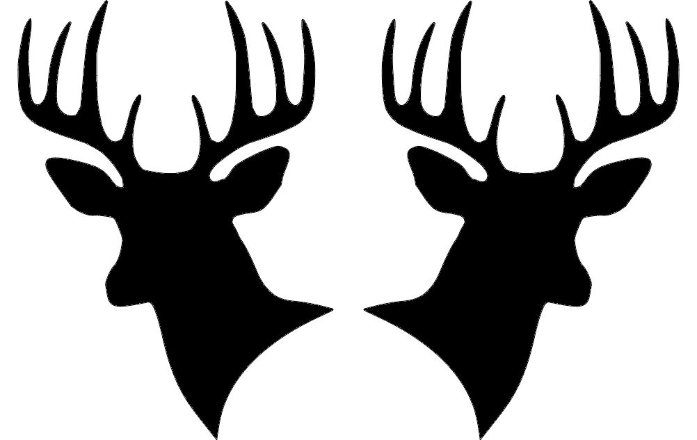 1002x633 Two Deer Heads Silhouette Dxf File Free Download