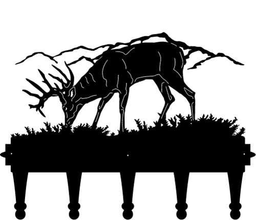 500x431 Rack Metal Art With Deer And Mountain Scene