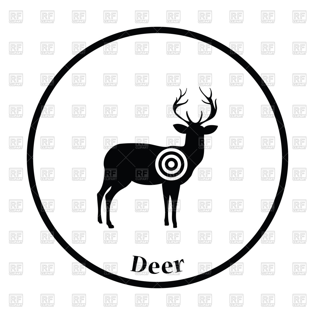 1200x1200 Deer Silhouette With Target Icon Royalty Free Vector Clip Art