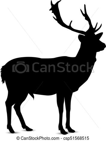 353x470 Silhouette Of Deer. Silhouette Of Looking Deer. Vector Clip Art
