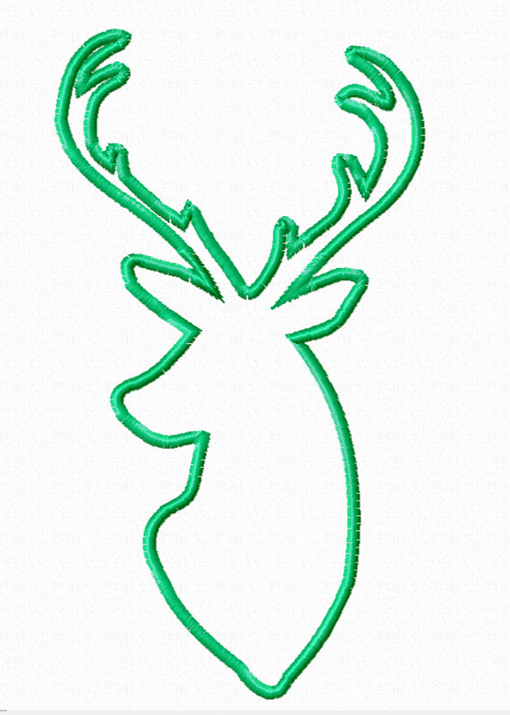 570x798 Deer Silhouette Buck Head 5x7 Applique Pattern Instant