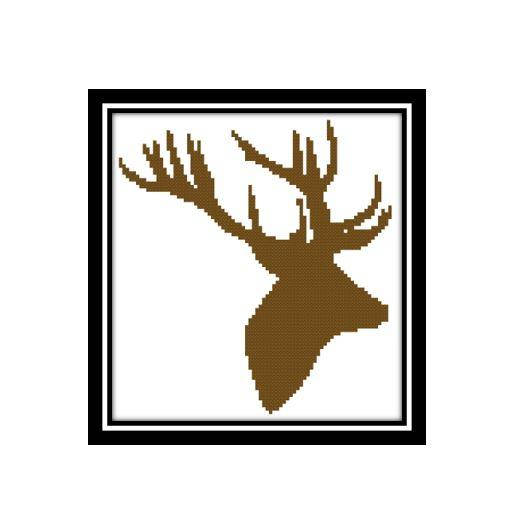 522x519 Scottish Stag Cross Stitch Deer Silhouette Pattern [Cross Stitch