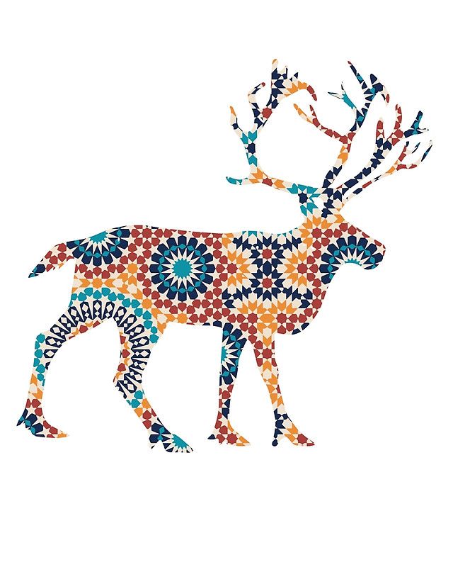 640x800 Deer Silhouette With Pattern