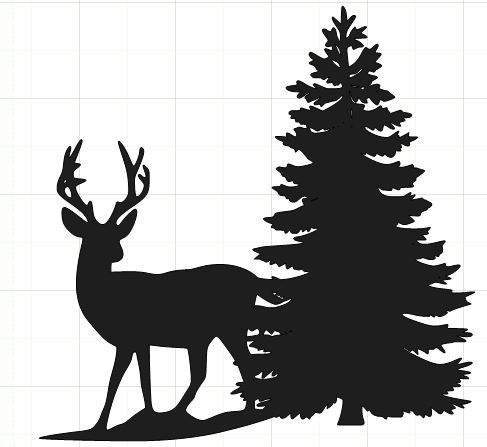 487x447 Happy2bscrappin' Deer Silhouette With Tree Paper Cutouts