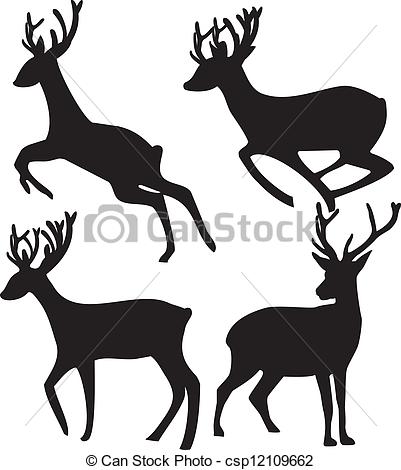 401x470 Deer Silhouette On White Background Clip Art Vector