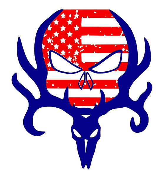 570x590 Deer Hunter American Flag Skull Cutting File, Studio 3, Silhouette
