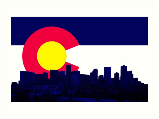 549x413 Denver Skyline Co Flag Art Prints By Emily Christine Lankford