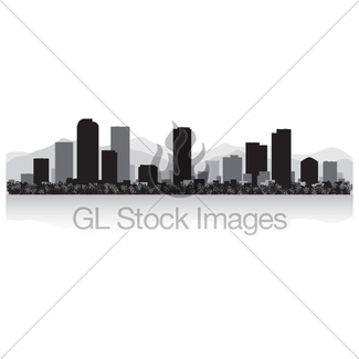 325x325 Denver Colorado City Skyline Silhouette Black Background Gl