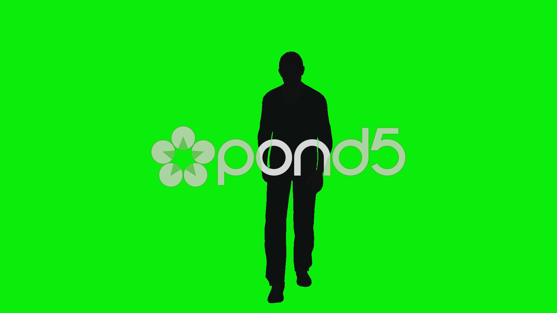 1920x1080 Silhouette Of A Depressed Man Walking Slowily On A Green Screen