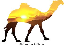 271x194 Silhouette Of Camel With Abstract Colors Of Desert. Stock