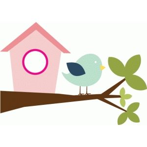 300x300 Bird Amp Birdhouse On Branch Silhouette Design, Silhouettes