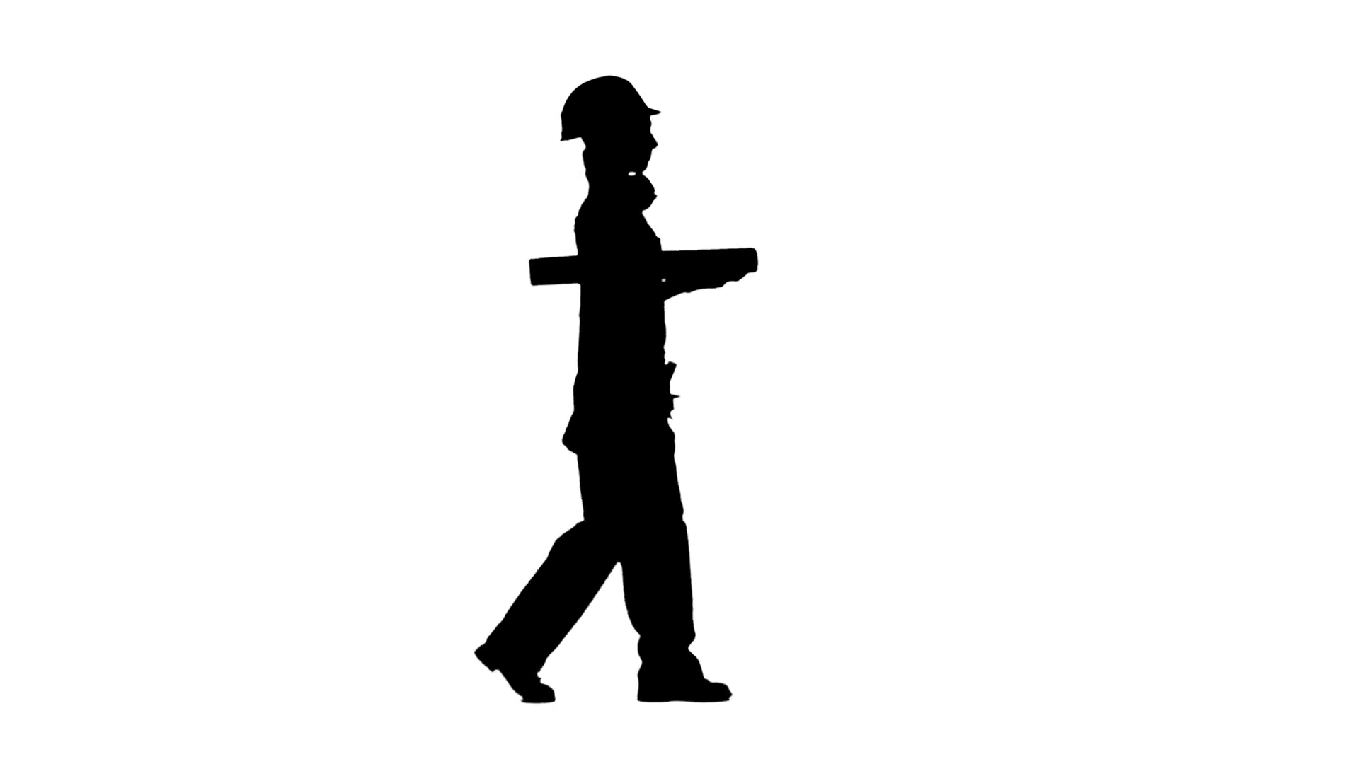 1920x1080 Designer Of The Construction Site Carries A Drawing. Silhouette