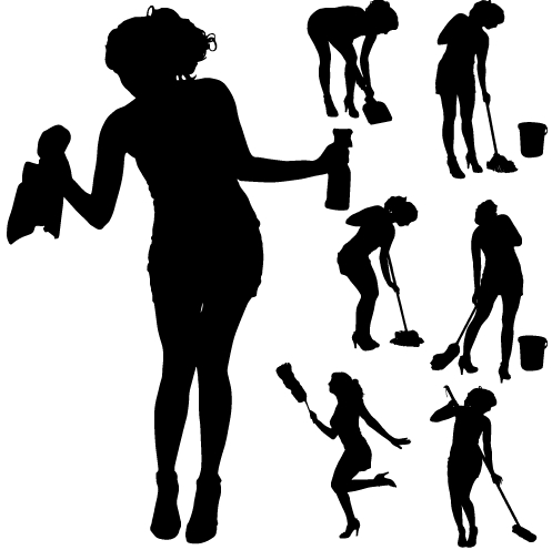 497x496 Creative Cleaning Woman Silhouette Design Vector 05
