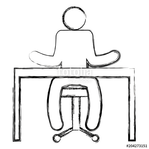 500x500 Businessman Figure In The Desk Silhouette Avatar Vector
