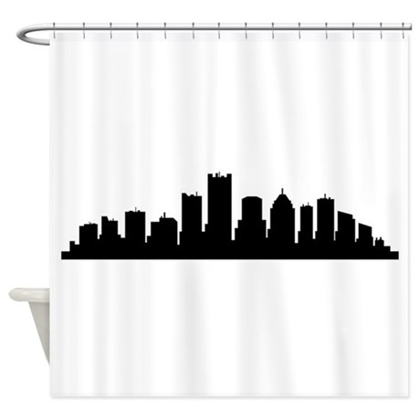 460x460 Detroit Skyline Shower Curtains