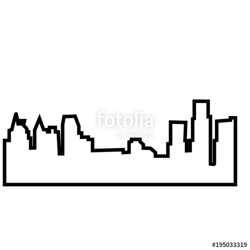 500x500 Detroit Skyline Silhouette Outline On White Background Stock