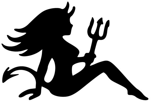 570x385 Mudflap Devil Woman Trucker Seated Lady Girl Vinyl Decal