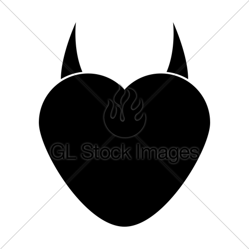 500x500 Heart With Devil Horn Black Color Icon Gl Stock Images
