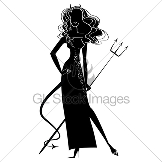 325x325 Woman Devil On White.black Silhouette Image For Haloween Gl