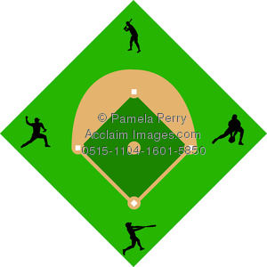 300x300 Clip Art Image Of A Baseball Diamond With Baseball Players