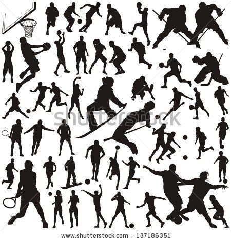 450x470 Set Of Vector Silhouettes Of People In Sports By Deliza, Via