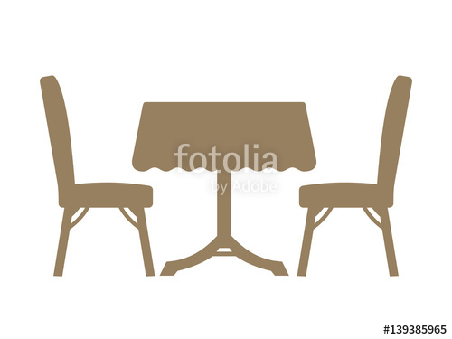 500x375 Dining Table Silhouette Isolated On White Background. Stock Image