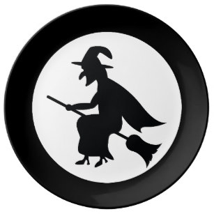 307x307 Flying Witch Plates Zazzle