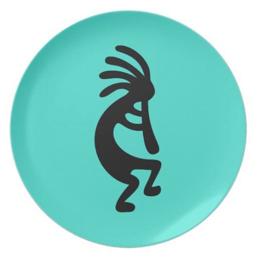 512x512 Turquoise And Black Kokopelli Dinner Plate Turquoise