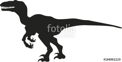500x256 Vector Silhouette Of A Velociraptor Dinosaur Stock Image