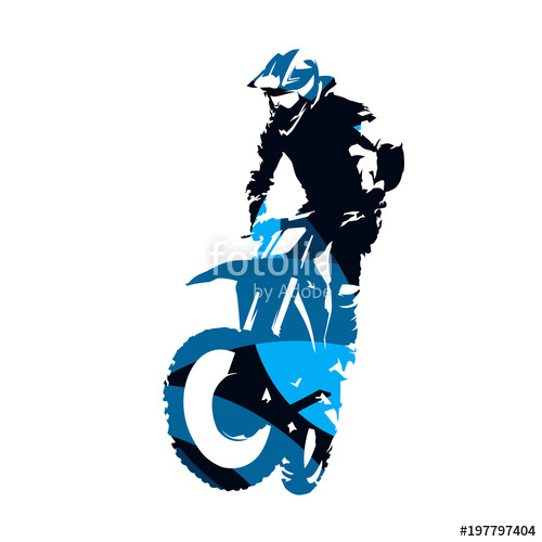 500x500 Motocross Racing, Abstract Blue Vector Silhouette Stock Image