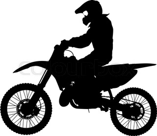 320x277 Set Silhouettes Motocross Rider On A Motorcycle. Vector