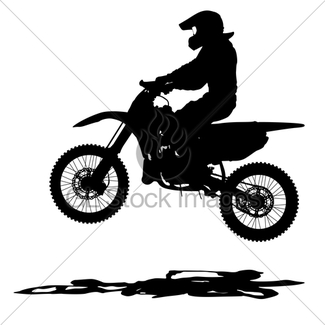 325x325 Black Silhouettes Motocross Rider On A Motorcycle. Vector Gl