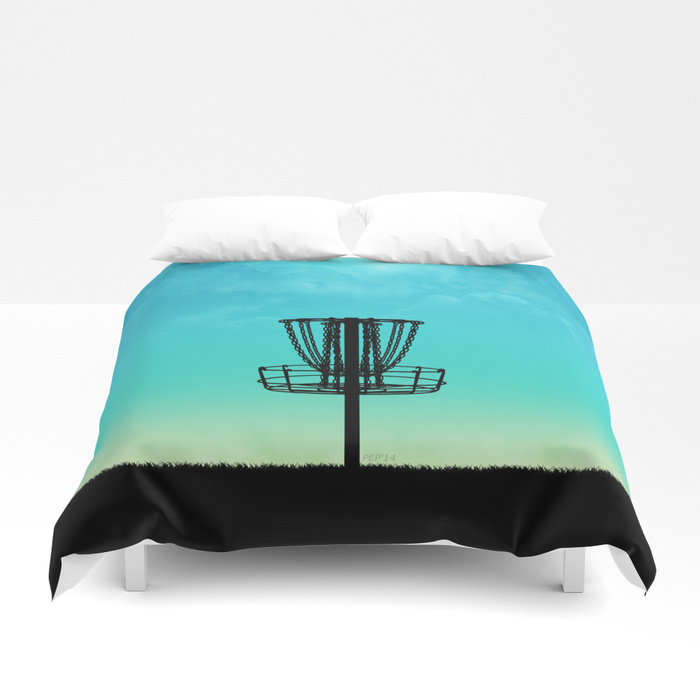 700x700 Disc Golf Basket Silhouette Duvet Cover By Perkinsdesigns Society6