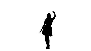 320x180 Silhouette Of A Girl Who Dances With Maracas. On A White